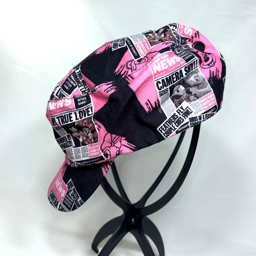 Disney Parks Mickey Minnie Mouse Newspaper Print Baseball Cap Adult Adjustable - Picture 7 of 14